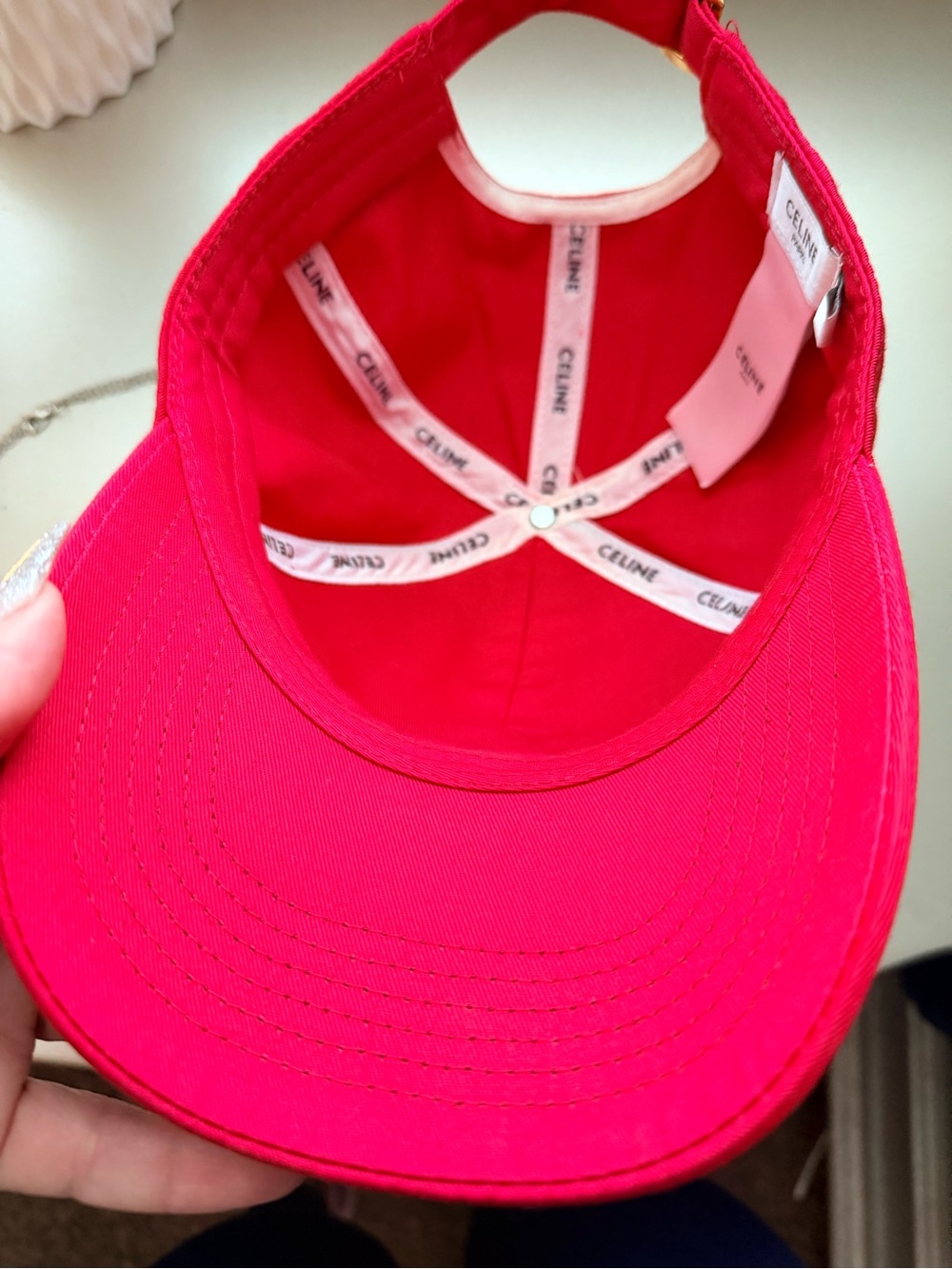 Celine Red Baseball Cap with Triomphe logo - Picture 6 of 8